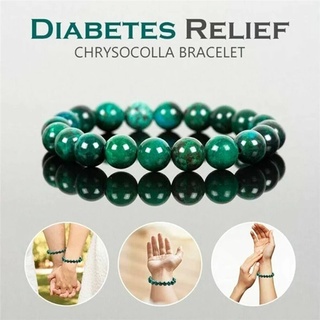 Malachite Chrysocolla สร้อยข้อมือลูกปัดหินธรรมชาติ ทรงกลม 8 มม. สําหรับผู้หญิง ผู้ชาย เครื่องประดับเบาหวาน