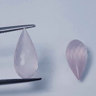 13.35 ct โรสควอตซ์ ธรรมชาติ แท้ Natural Rose Quartz Drops Pair For Fine Jewelry