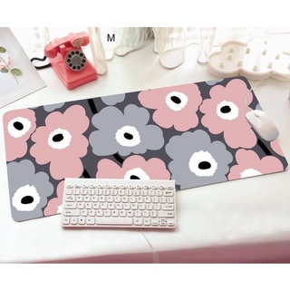 MERIMEKKO PINK แผ่นรอง คีย์บอร์ด รองคีย์บอร์ด ลาย ดอกไม้ สีสวย นุ่มมือ ขนาด 30 x 70 cm แผ่นหนานุ่ม มียางกันลื่นด้านใต้PM