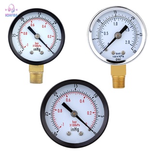 Pressure Gauge - 0 - -30inHg  0 - -1 bar Mini Dial Air Pressure Gauge Barometer meters Vacuum gauge dual scale dial Black