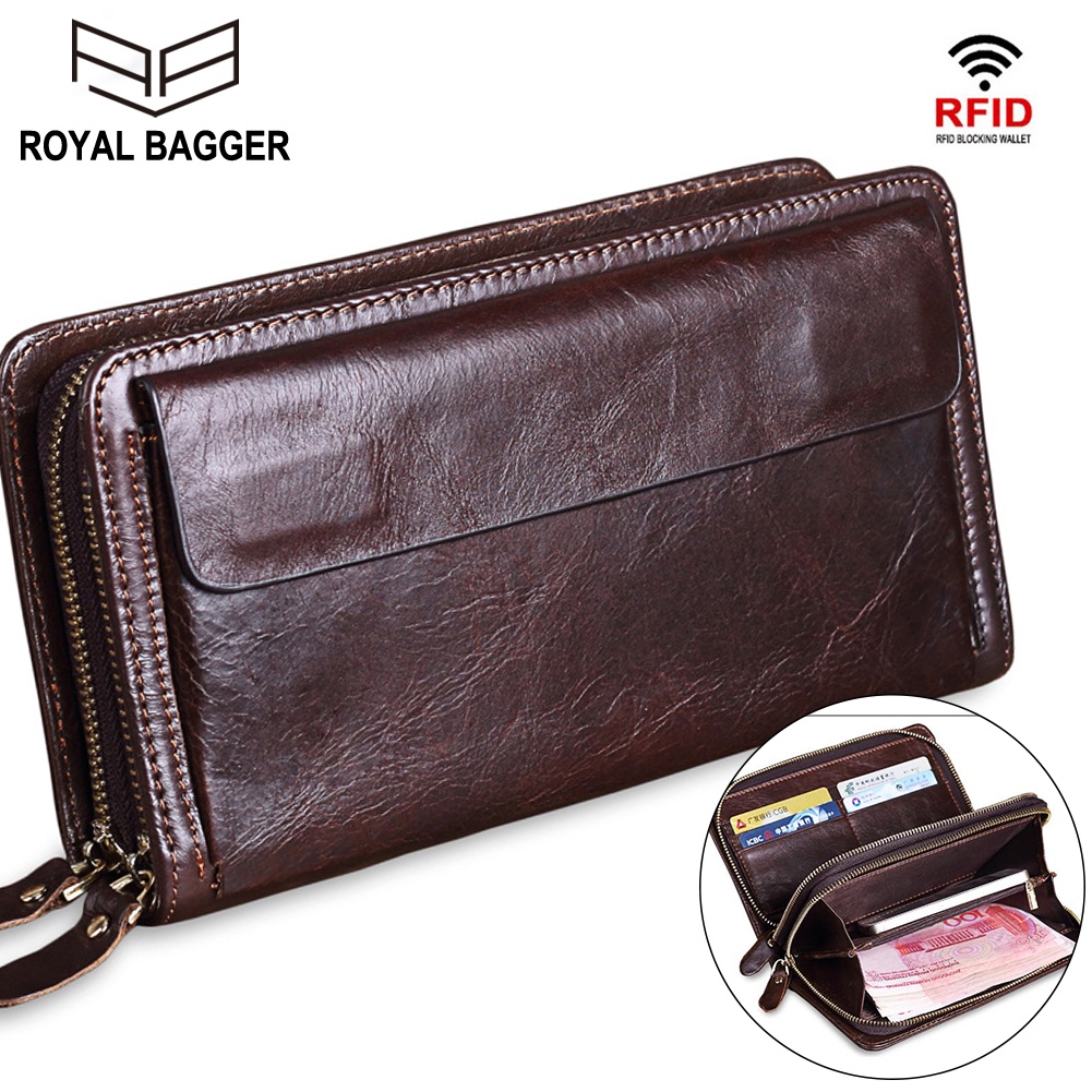 Men's true leather Long Wallets