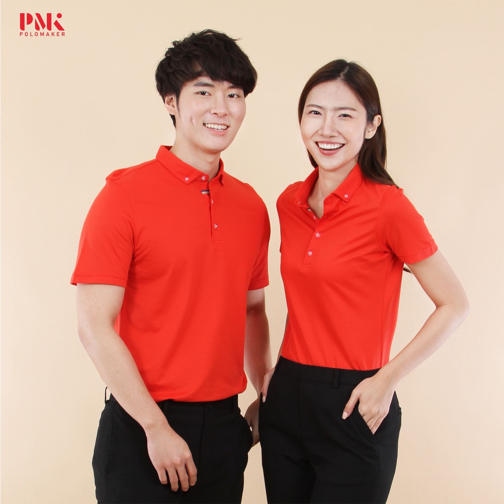 PMK - Prima Elite PE025 เสื้อโปโล สีแดงสด เบา สวมใส่สบาย