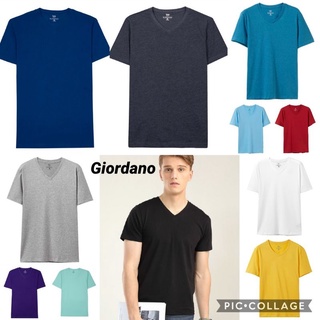 เสื้อยืดผู้ชายคอวี Giordano จากช้อปแท้ 💯%