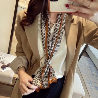 🔥พร้อมส่ง🔥 ผ้าพันคอ【15x145ซม】ผ้าพันคอซาตินสไตล์ Classy