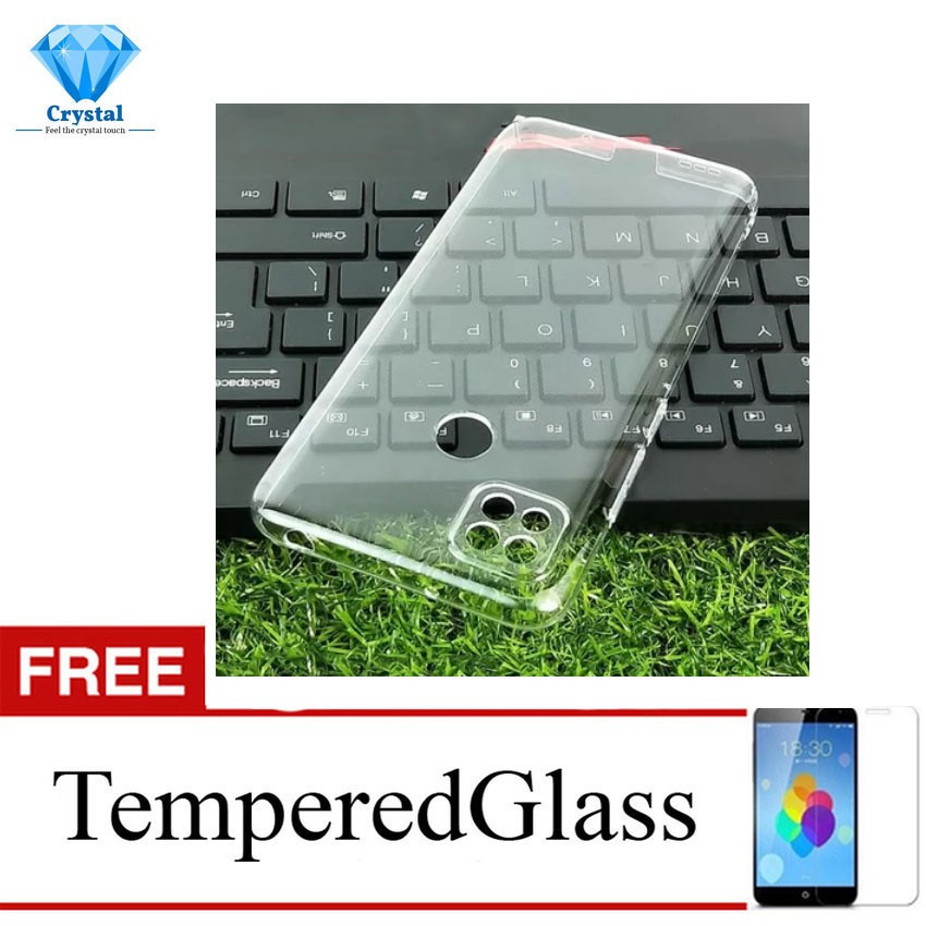 เคสคริสตัลสําหรับ Xiaomi Poco C3 - 6.43 นิ้ว - เคสแข็งแบบใส - ฟรีกระจกนิรภัย