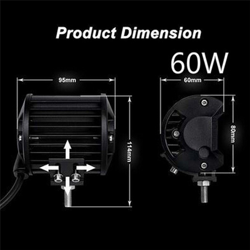 【สปอตสินค้า】ไฟ Led สปอร์ตไลท์ 60W 12V 24V สำหรับมอเตอร์ไซต์ รถยนต์ รถบรรทุก ไฟสปอตไลท์ led สปอร์ตไลท์ - รูปที่ 2