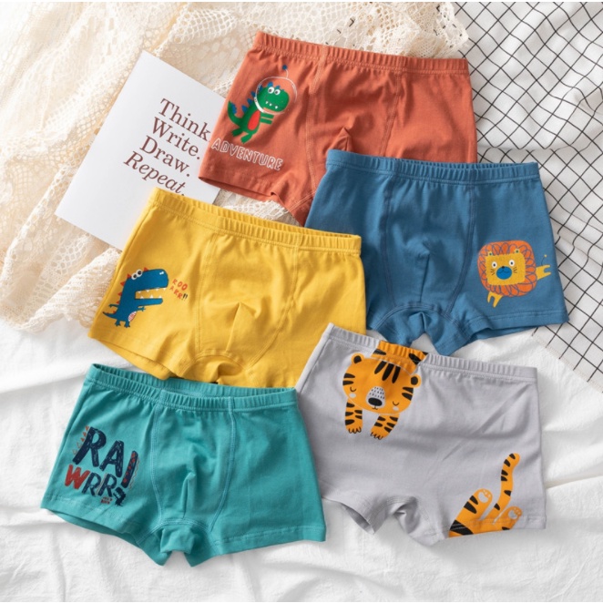 ถูกมาก [Sale ลดราคา ]แพ็ค 5 ตัว กางเกงในเด็กชายผ้าฝ้ายเกรด A ผ้านุ่ม ยืดหยุ่น ไม่อับชื้น