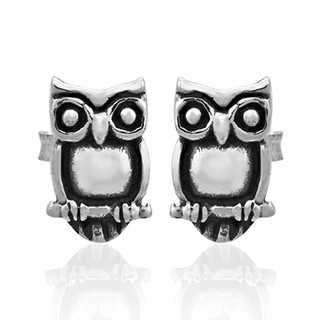MachuSilver ต่างหูเงินแท้ 925 Sterling Silver นกฮูกสัญลักษณ์แห่งความฉลาด พร้อมถุงกำมะหยี่