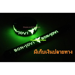 Bon Jovi บอน โจวี Wristband ริสแบนด์ เรืองแสง กำไลยาง ปั๊มนูน วงร็อค pg329 สินค้าแฟชั่น