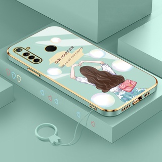 เคส realme 5 5i 6i ชุบบางเฉียบ c3 7i 8 8 pro 8i เคสขอบตรง ซิลิโคน ตัวการ์ตูน เคสโทรศัพท์ พร้อมสายคล้อง