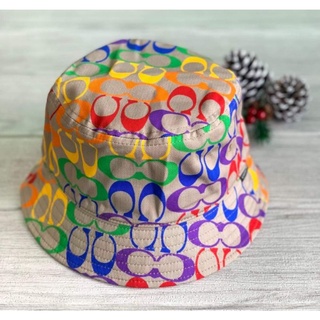 ผ่อน0%10เดือน🌈✨Coach Rainbow SignatureBucket Hat  แท้100%