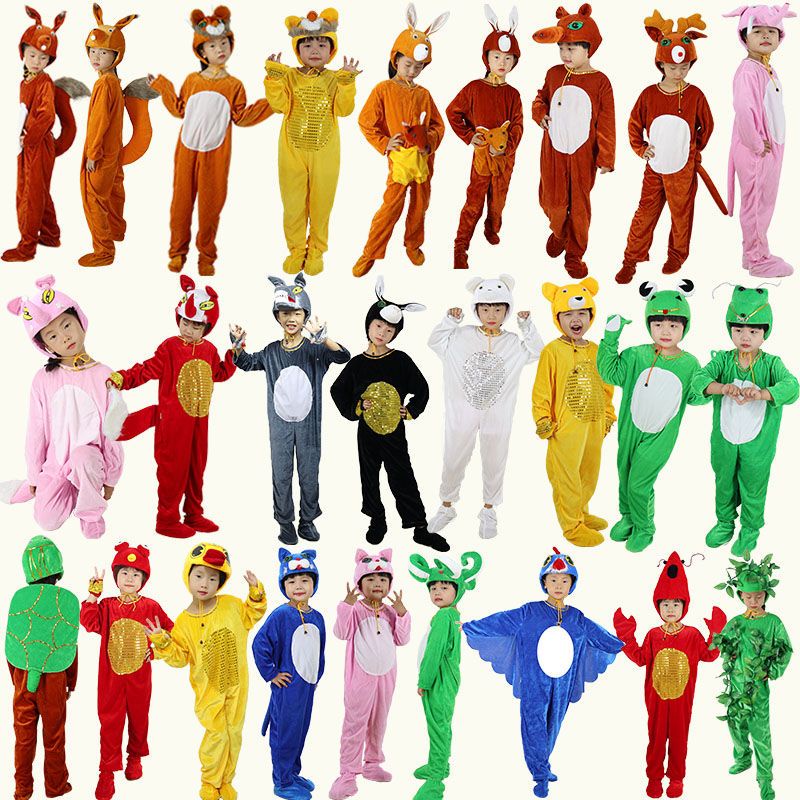 ราคาถูก น่ารัก รูปจิ้งจอก สิงโต จิงโจ้ สุนัขจิ้งจอก สิงโต กวาง กระรอก เครื่องแต่งกาย ชุดเต้นรํา ลายการ์ตูนสัตว์ ชุดคอสเพลย์
