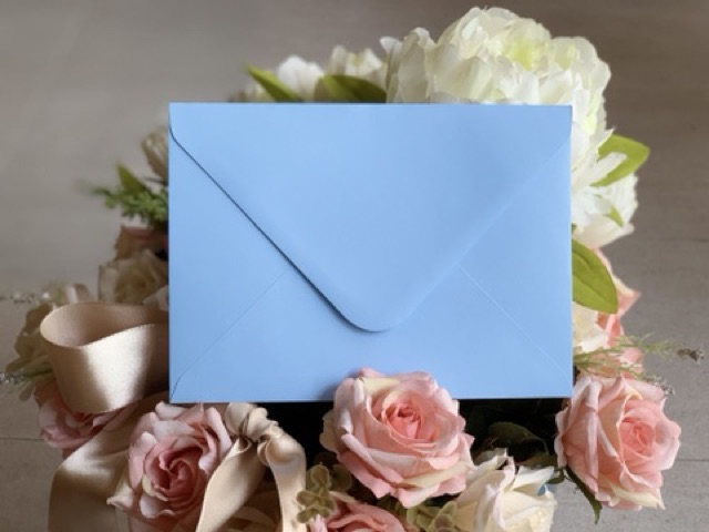 ซองพรีเมียม ไร้กลิ่นสี สีฟ้า ขนาด 5x7 นิ้ว หนา 120 แกรม!! ทรงยุโรป ซองการ์ดแต่งงาน 50 ใบ - รูปที่ 2