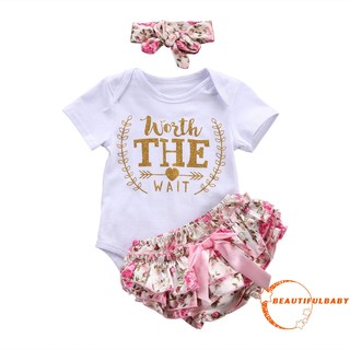 IEB-ทารกแรกเกิดเสื้อผ้าเด็ก Playsuit Romper กางเกง + Headband Bodysuit ชุด Outfit