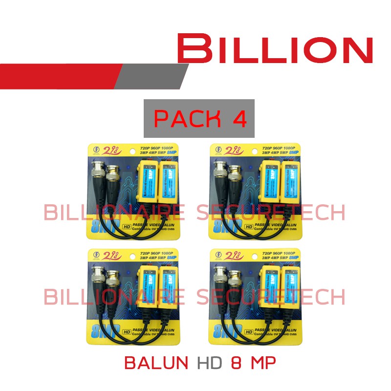 HD VIDEO BALUN 600 M. บาลัน 600 เมตร รองรับกล้องความละเอียดสูงสุด 8 ล้านพิกเซล (PACK 8) BY BILLIONAIRE SECURETECH
