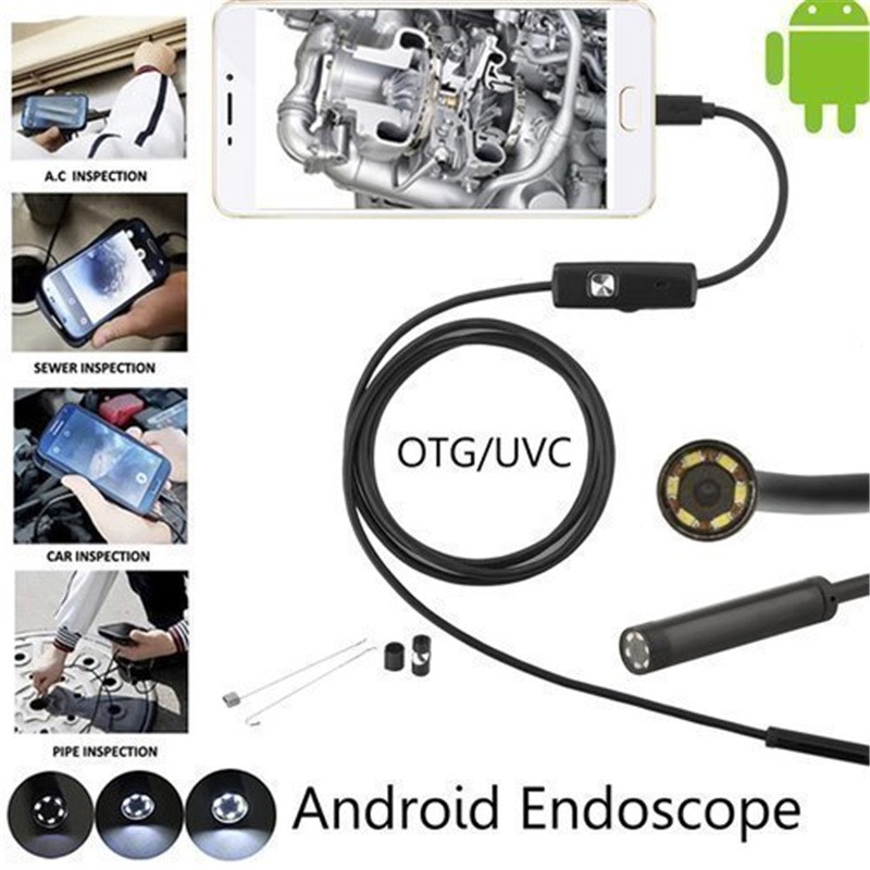 กล้องเอนโดสโคป 1080P HD borescope สำหรับสมาร์ทโฟน Android ความยาว 2 เมตร 3-in-1 6 LED USB กล้องเอนโดสโคป