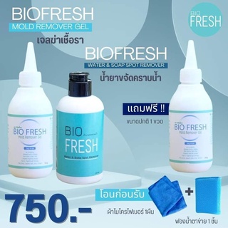 BioFresh SET 2 เจลกำจัดเชื้อรา (เชื้อราในห้องน้ำ ร่องยาแนว ) 1 แถม 1 /น้ำยาขจัดคราบน้ำ 1 ขวด ( ก๊อกน้ำ กระจก สแตนเลส)