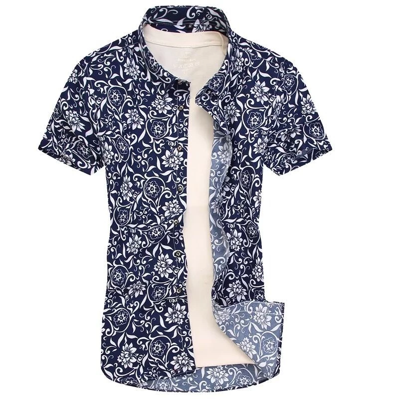 เสื้อเชิ้ตแขนสั้นลายดอกไม้ผู้ชายเสื้อแฟชั่นเสื้อสบาย ๆ thumbnail 8