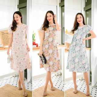 MD011_Maxi Dress คอกลมแขนสั้น (S.M.L.XL)