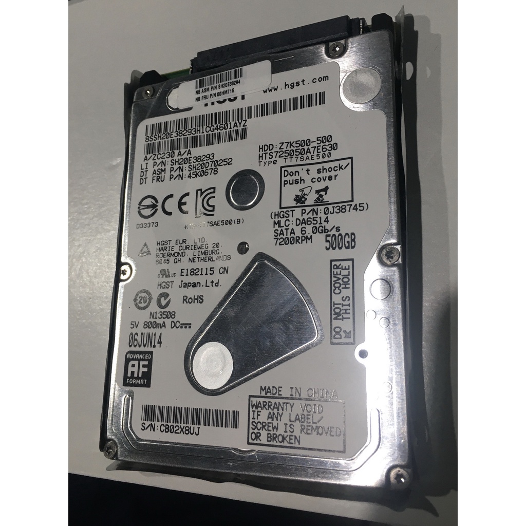 [มือสอง] HDD 2.5" HGST Travelstar Z7K500  500 GB 7200RPM Laptop ฮาร์ดดิสก์ โน้ตบุ๊ค