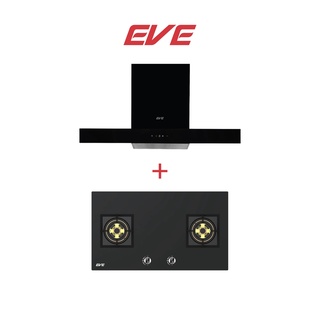 EVE เครื่องดูดควันติดผนัง และเตาแก๊สแบบฝัง HC-LOFTBOX-90+HB78-2BBL/BG