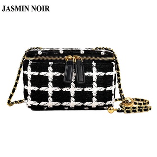 Jasmin NOIR กระเป๋าสะพายไหล่ ผ้าขนสัตว์ พร้อมสายสะพาย สําหรับผู้หญิง