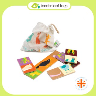 Tender Leaf Toys  ของเล่นไม้ ของเล่นเสริมพัฒนาการ จับคู่สัตว์โดมิโน่ Heads and Tails Dominoes