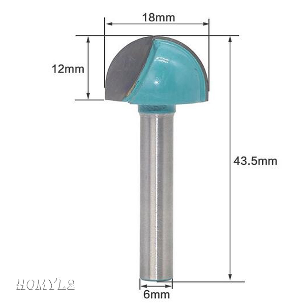 5/set Carbide 6mm Straight Shank TCT Round Nose Core Box Router Bit