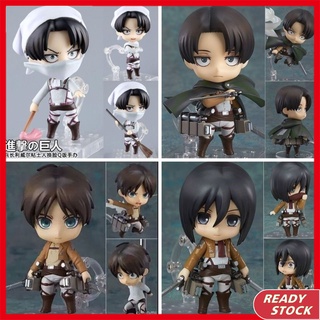 ฟิกเกอร์การ์ตูนอนิเมะ Attack on Titan Nendoroid Levi 390# มิกาซา 365#  Eren 375# โมเดลฟิกเกอร์ PVC รูปใบหน้าขยับได้ ของขวัญวันเกิด ของเล่นสําหรับเด็ก