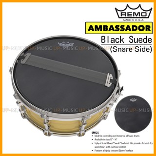 🥁หนังกลอง Ambassador Black Suede Hazy by REMO USA💯