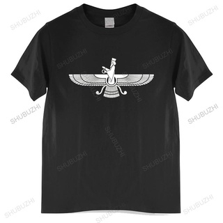 [COD]เสื้อยืด ผ้าฝ้าย พิมพ์ลายสัญลักษณ์ Farvahar Iran Persia Persia Zoroastrian แฟชั่นฤดูร้อน สําหรับผู้ชายS-5XL