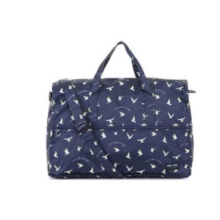 HAPITAS กระเป๋าพับ กระเป๋าสะพาย Boston medium ลาย Bird Navy