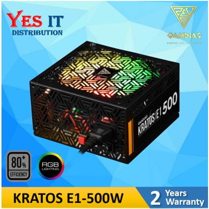 Gamdias Kratos E1-500 / E1-600 500W 600W 80+ ประสิทธิภาพแอดเดรส RGB Power Supply Unit PSU