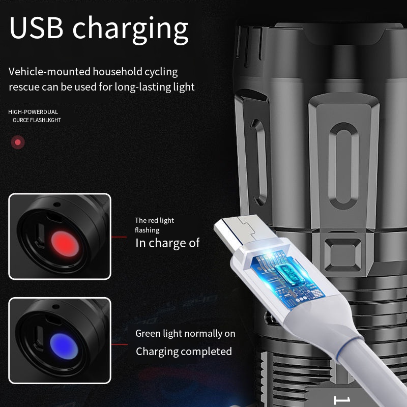 ไฟฉาย Led ขนาดเล็ก ที่แข็งแกร่ง / ไฟฉายกันน้ํา แบบชาร์จ USB สําหรับตั้งแคมป์กลางแจ้ง ตกปลา เดินป่า ราคา ถูกที่สุด ดีลบีเคเค แกลเลอรีภาพที่ 3