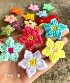 🌺ดอกไม้ไหมพรม คละสี ขนาด 3.5cm. DIY HANDCRAFT