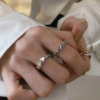 New Korean Ins Trendy Cool Fashion Sweet Love Ring Cold Wind Simple Personality Chain Cross Opening Ring Female