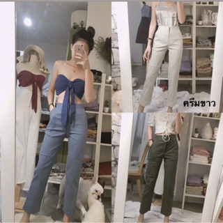 linen straight slim pants กางเกงผ้าลินินยืด ทรงกระบอกเล็ก