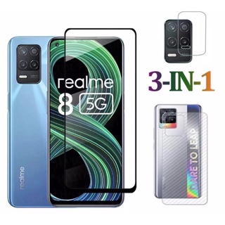 ฟิล์มกระจกกาวเต็มจอRealme8 5G/Realme C21/Realme C25 3in1 ฟิล์มกระจกกาวเต็มจอ+เลนส์กล้อง+ฟิล์มหลังเคปล่า