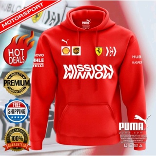 เสื้อแจ็กเก็ตแขนยาว มีฮู้ด พิมพ์ลายโลโก้ Scuderia Ferrari F1 Team สวมใส่สบาย