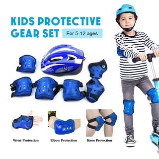 Roller Skating Protector ชุด Boys &amp; Girls เด็กสเก็ตขี่จักรยานหมวกนิรภัยเข่าข้อศอก ชุดสำหรับเด็ก5-12 ปี