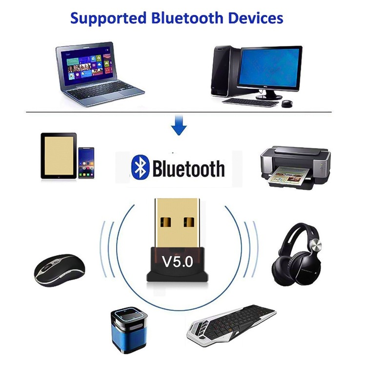 ตัวรับ / ตัวส่ง สัญญาณ Bluetooth V5.0 จาก PC / Notebook ไปหาอุปกรณ์ใดๆที่มี Bluetooth ได้ Bluetooth CSR5.0 (No Driver)