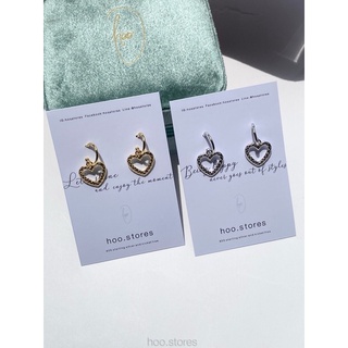 [all silver 925] hoo.stores Big Heart Drop (Rhodium/ 18k Gold plated) ต่างหูห่วงเงินแท้ s925 ท้ังชิ้น ต่างหูหัวใจ