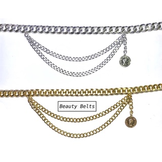 Beauty Belts เข็มขัดโซ่ห้อย3ชั้น มีเหรียญ เงิน ทอง