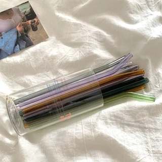 [📌สั่งอย่างเดียวขั้นต่ำ 3 ชิ้น] พร้อมส่ง หลอดแก้ว สีโปร่งใส หลอดแก้วทนความร้อนสูง สไตล์เกาหลี