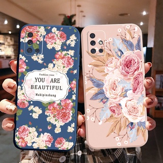 เคสโทรศัพท์มือถือ ทรงสี่เหลี่ยม ลายดอกไม้ หรูหรา สําหรับ Samsung Galaxy A31 A32 4G A52 A72 5G A11 A51 A20S