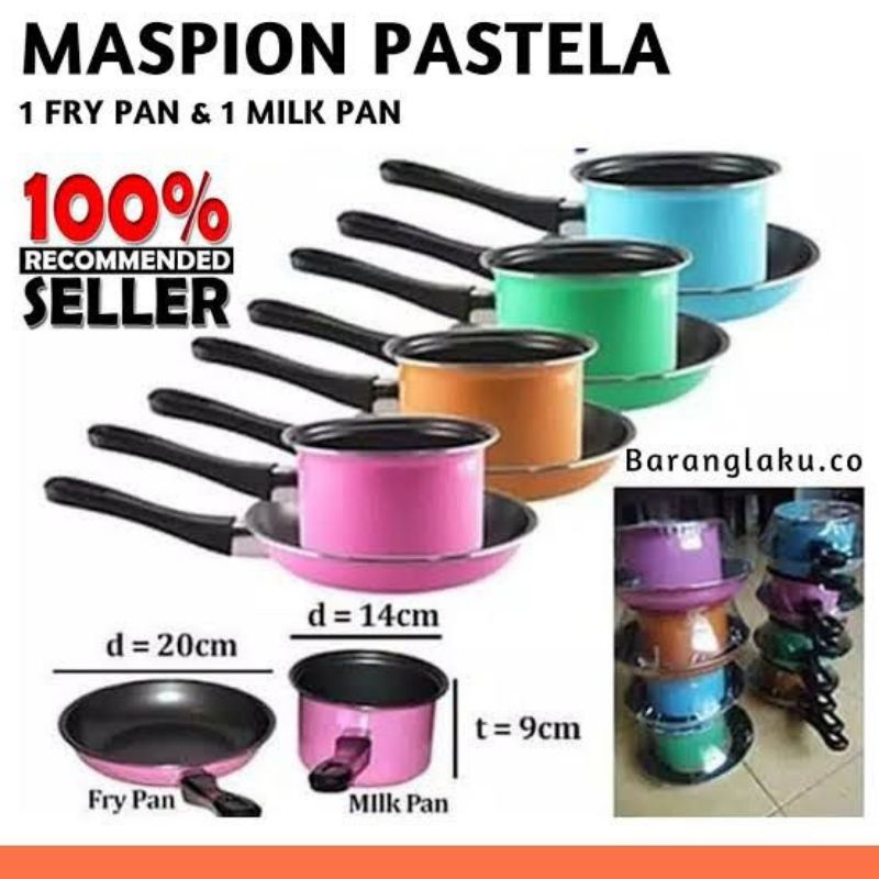 [ Pastella ]MILKPAN + FRYPAN PASTELLA / TEFLON PAN SET MASPION GRUP