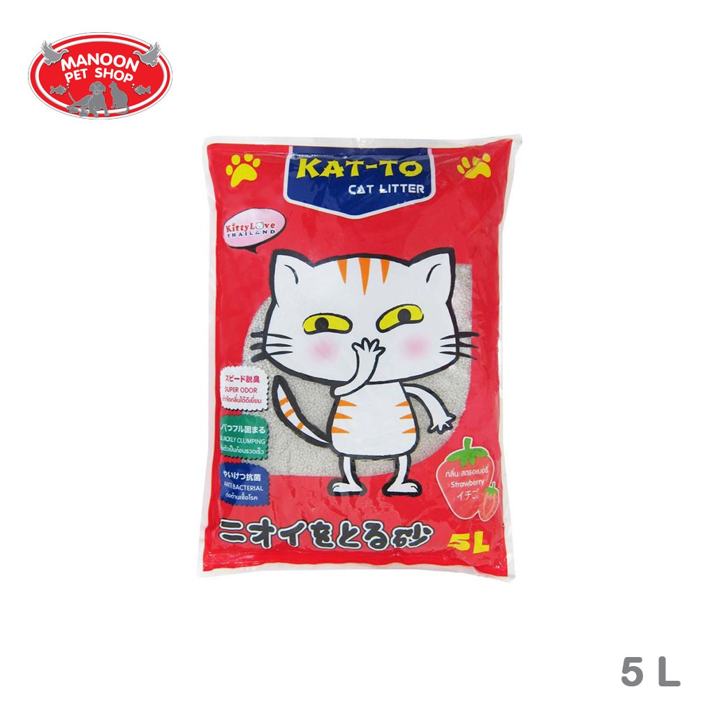 สินค้ารวมส่งฟรี⚡ [MANOON]Kat-To Strawberry Scent 5L แคทโตะ ทรายแมว กลิ่นสตรอเบอร์รี่ 5 ลิตร ❤️ ?COD.เก็บเงินปลายทาง