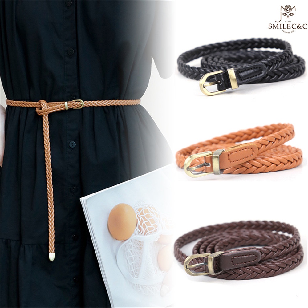SmileFairyCC 【COD & พร้อมส่ง】 เข็มขัดผ้าทอยืดหยุ่น สีพื้น สไตล์เกาหลี เรียบง่าย สําหรับผู้หญิง