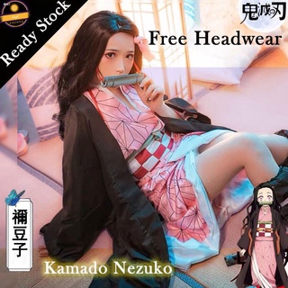 💖Ready stock💖 ชุดกิโมโนคอสเพลย์   Kamado Nezuko  cosplay outfits Demon Slayer:Kimetsu no Yaiba Halloween Anime perform