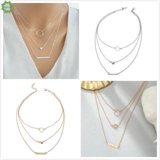 Cod Qipin Korean Fashion Alloy Simple Geometric Circle Combination Multilayer Necklace Choker